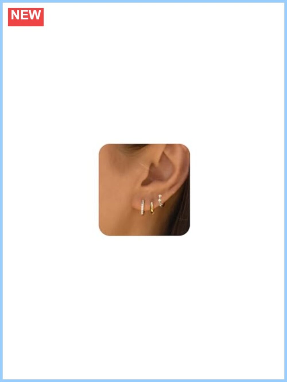 14K Gold Plated Huggie Hoop Earrings Set Waterproof Tarnish-Free